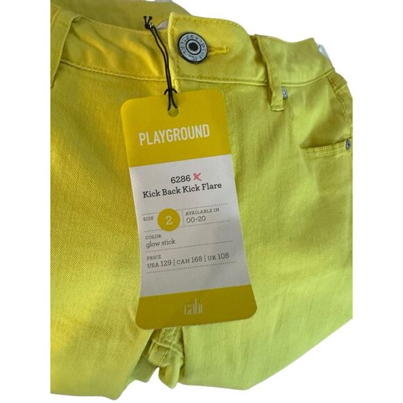CAbi Women’s Kick Back Kick Flare Jeans Size 2 Style 6286 5 Pocket Sunny Yellow - Picture 3 of 7